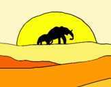 Dibujo Elefante en el amanecer pintado por carola123456