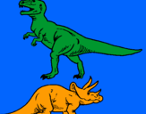 Dibujo Triceratops y tiranosaurios rex pintado por cristiansito