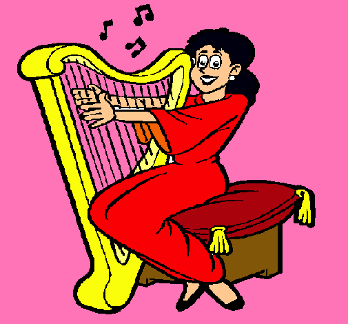 Mujer tocando la arpa