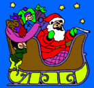 Dibujo Papa Noel en su trineo pintado por locu
