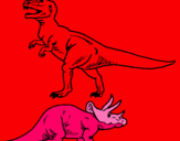 Dibujo Triceratops y tiranosaurios rex pintado por Maffiut