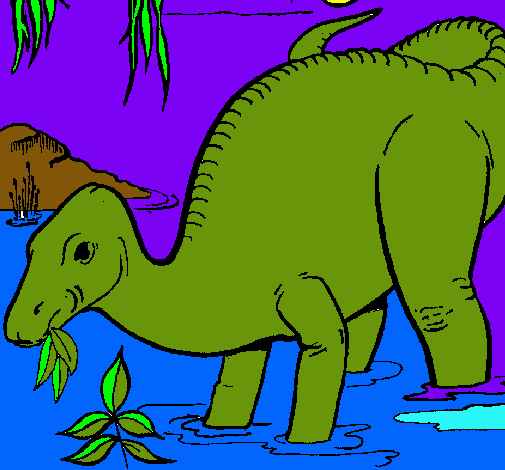 Dibujo Dinosaurio comiendo pintado por javielito
