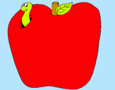 Dibujo Gusano en la fruta pintado por Ceresita