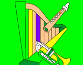 Dibujo Arpa, flauta y trompeta pintado por miniorejudo