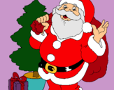 Dibujo Santa Claus y un árbol de navidad pintado por navidad