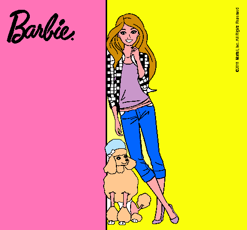 Barbie con cazadora de cuadros