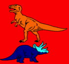 Dibujo Triceratops y tiranosaurios rex pintado por yuya