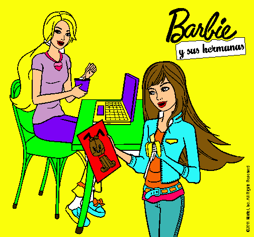 Barbie y su hermana merendando