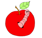 Dibujo Manzana con gusano pintado por SH-7