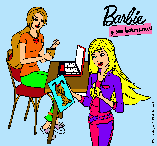 Barbie y su hermana merendando