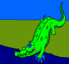 Dibujo Aligátor entrando al agua pintado por haplo