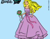 Dibujo Barbie vestida de novia pintado por almudenita