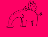 Dibujo Elefante con alas pintado por dedadidudo