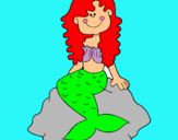 Dibujo Sirena sentada en una roca pintado por mancha