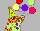 Dibujo Payaso con globos pintado por aladino 