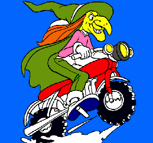 Dibujo Bruja en moto pintado por berzoekama