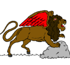 Dibujo León alado pintado por griffon