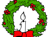 Dibujo Corona de navidad y una vela pintado por coro13
