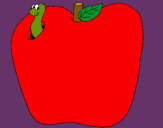 Dibujo Gusano en la fruta pintado por adalidmantyt