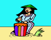 Dibujo Mujer tocando el bongó pintado por *65*5489