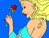 Dibujo Princesa con una rosa pintado por pilar99
