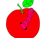 Dibujo Manzana con gusano pintado por adriana66