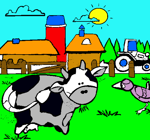 Vaca en la granja