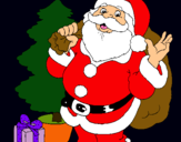 Dibujo Santa Claus y un árbol de navidad pintado por nel88