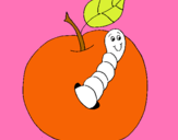 Dibujo Manzana con gusano pintado por sandiiia