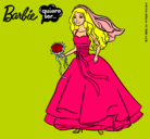 Dibujo Barbie vestida de novia pintado por mercadillo