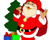 Dibujo Santa Claus y un árbol de navidad pintado por alkis13