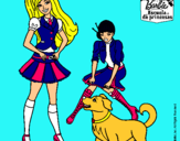 Dibujo Barbie con su perrito y una amiga pintado por lVale23