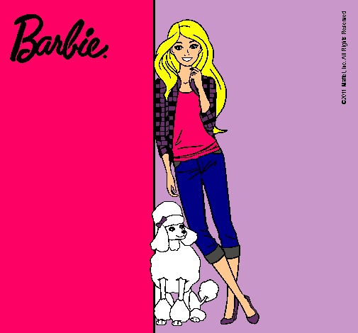 Barbie con cazadora de cuadros