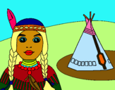 Dibujo India y tepee pintado por Tonicanellas