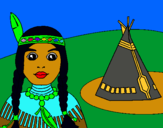 Dibujo India y tepee pintado por apre