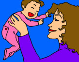 Dibujo Madre con su bebe pintado por superlinda