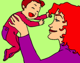 Dibujo Madre con su bebe pintado por Helga