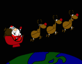Dibujo Papa Noel repartiendo regalos 3 pintado por michtrepaz