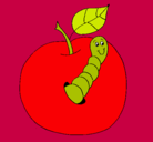 Dibujo Manzana con gusano pintado por gusanoo