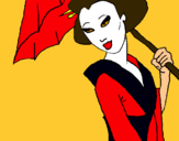 Dibujo Geisha con paraguas pintado por amalia