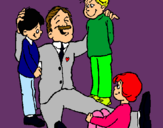 Dibujo Papa con sus 3 hijos pintado por Galy39939339
