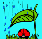 Dibujo Mariquita protegida de la lluvia pintado por imelda