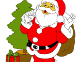 Dibujo Santa Claus y un árbol de navidad pintado por EDIFGGDFSAGE