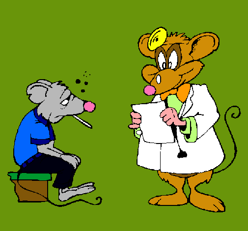 Doctor y paciente ratón