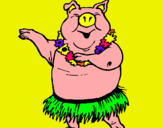Dibujo Cerdo hawaiano pintado por fernandonga