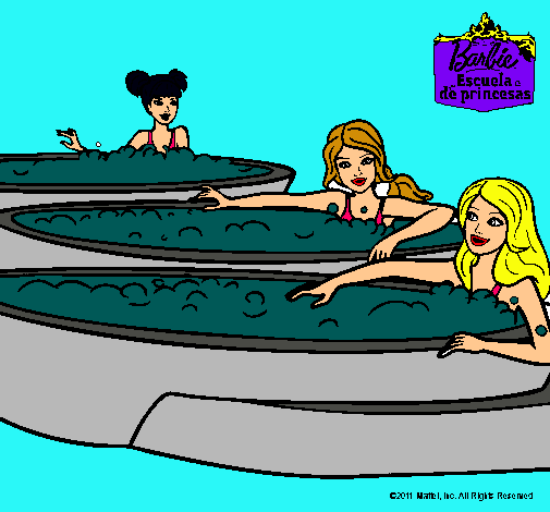 Barbie y sus amigas en el jacuzzi