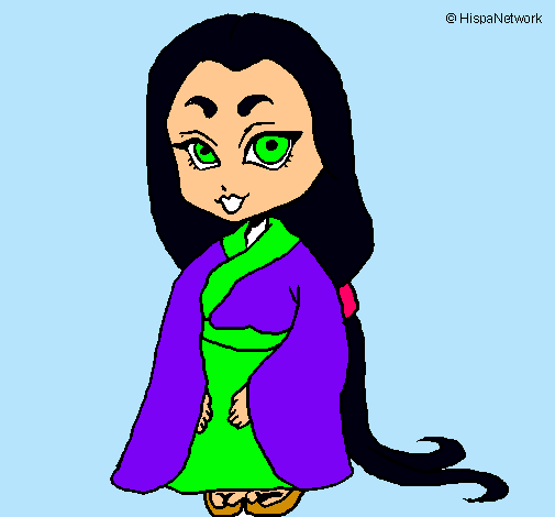 Dibujo Princesa con kimono pintado por chikis2