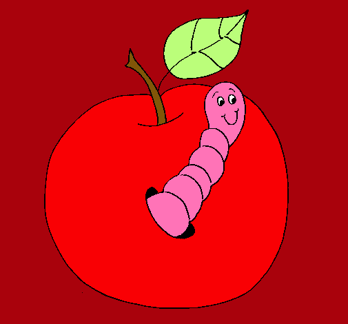 Manzana con gusano