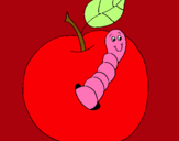 Dibujo Manzana con gusano pintado por esmesa214