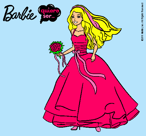 Dibujo Barbie vestida de novia pintado por miniee